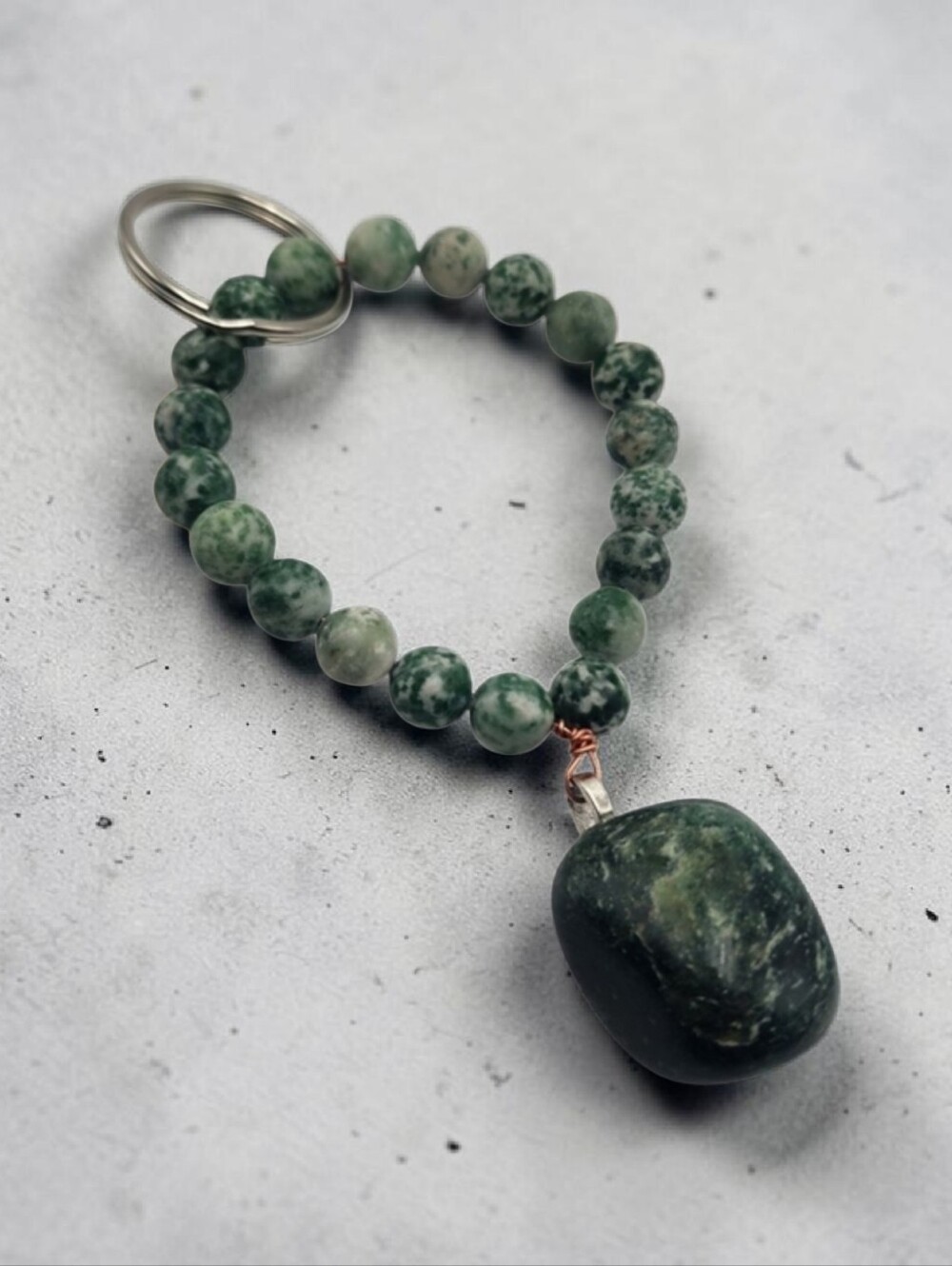 Handmade Three Agate Beads Stone Keychain Pendant Bag Charm Accessory